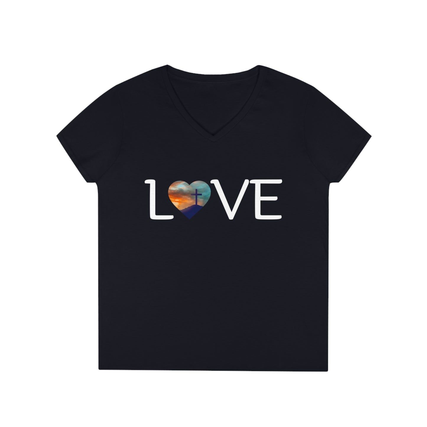 Ladies' V-Neck T-Shirt, Love, Heart, Short Sleeve Women's Shirt