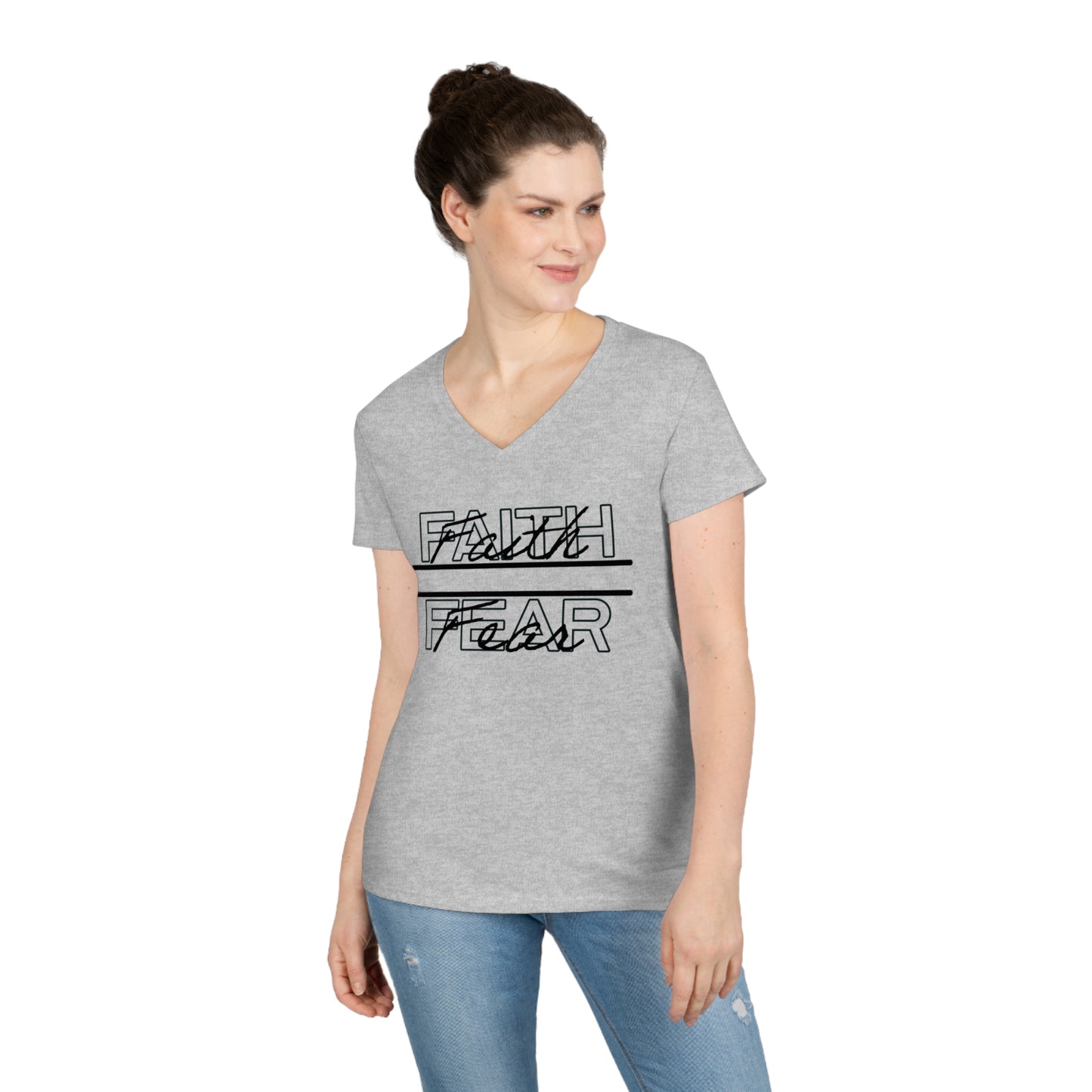 Ladies' V-Neck T-Shirt, Bible Verse Shirt, Women's V Neck Short Sleeve T-Shirt