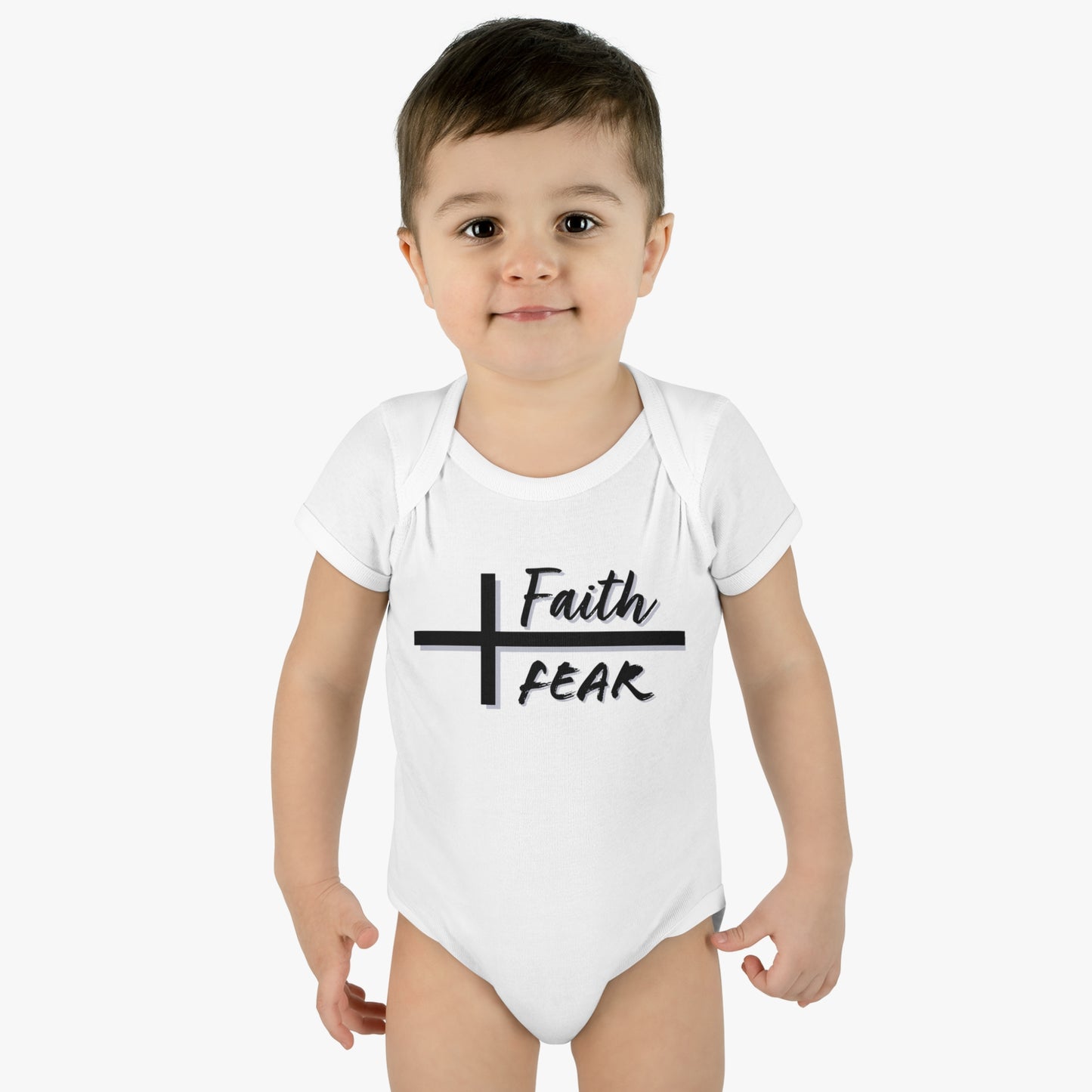 Infant Baby Rib Bodysuit, Faith Over Fear Onesie, Christian Onesie, Baby Christian