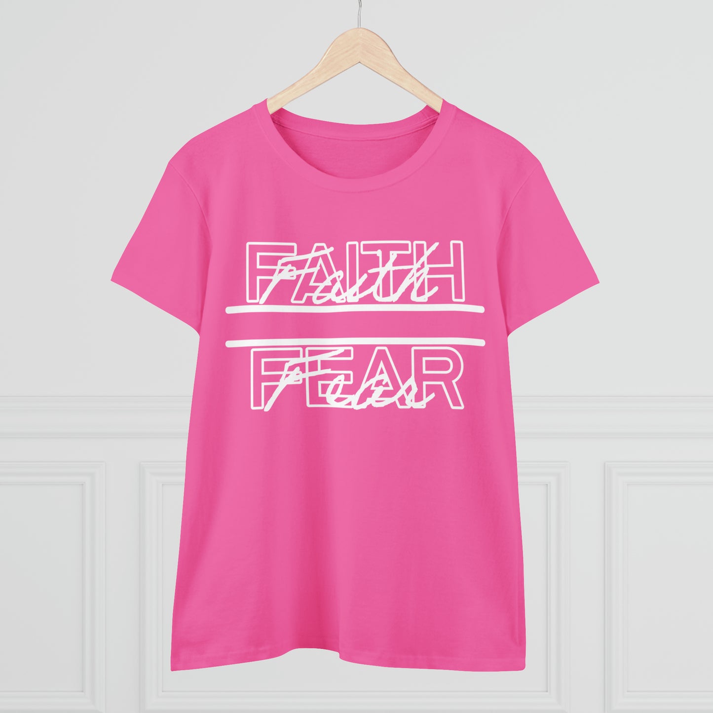 Faith Over Fear Ladies Bible Verse Shirt, Relaxed Fit Short Sleeve T-Shirt, Ladies Crewneck, Woman's Cotton Tee