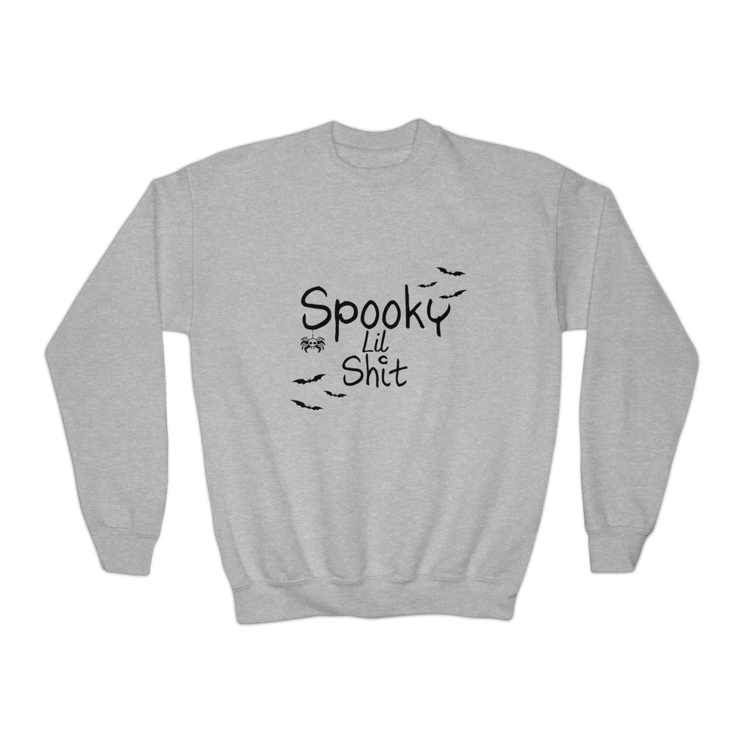 Youth Crewneck Sweatshirt, Holiday Sweatshirt, Spooky lil, Kids Loose Fitting Long Sleeve
