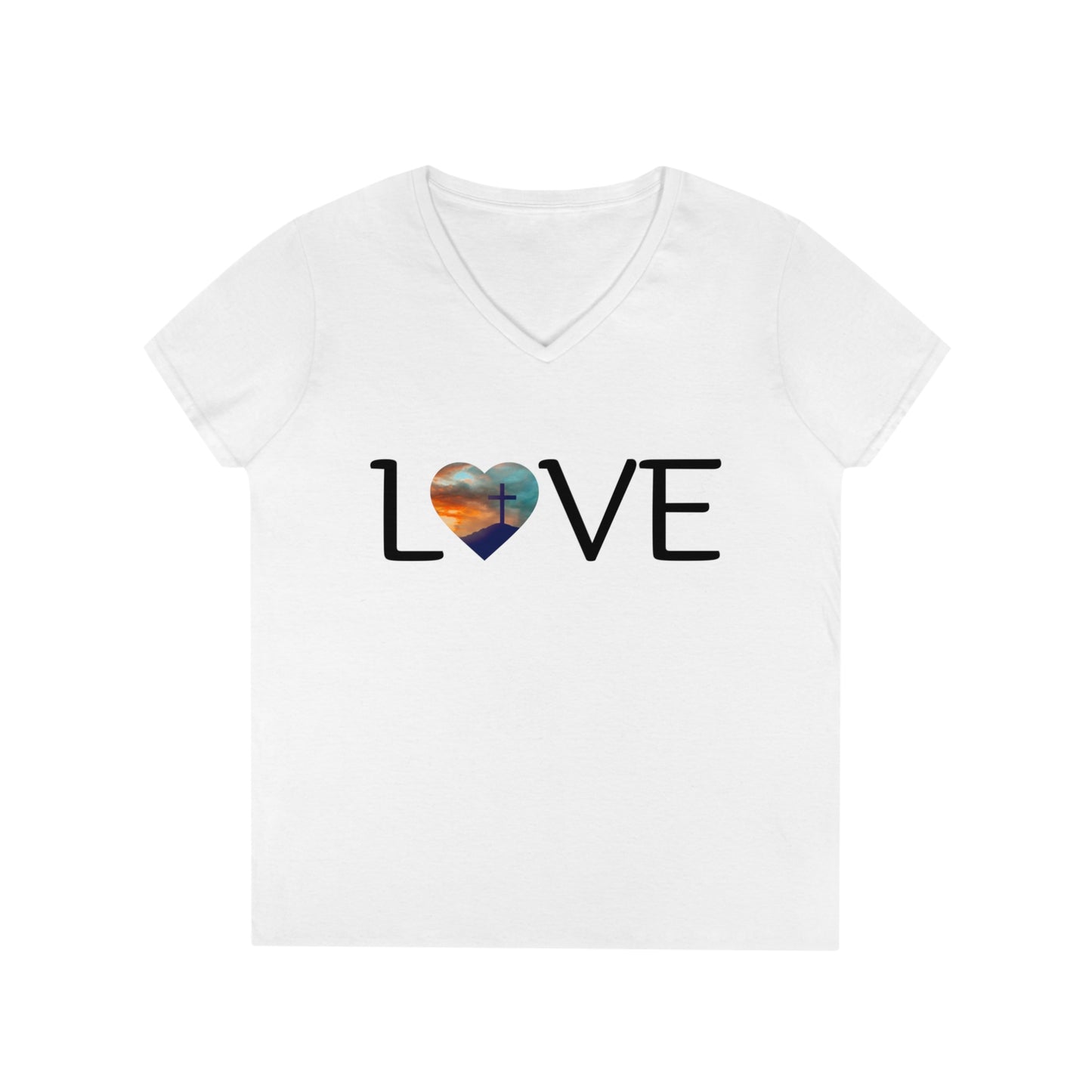 Ladies' V-Neck T-Shirt, Love, Heart, Short Sleeve Women's Shirt