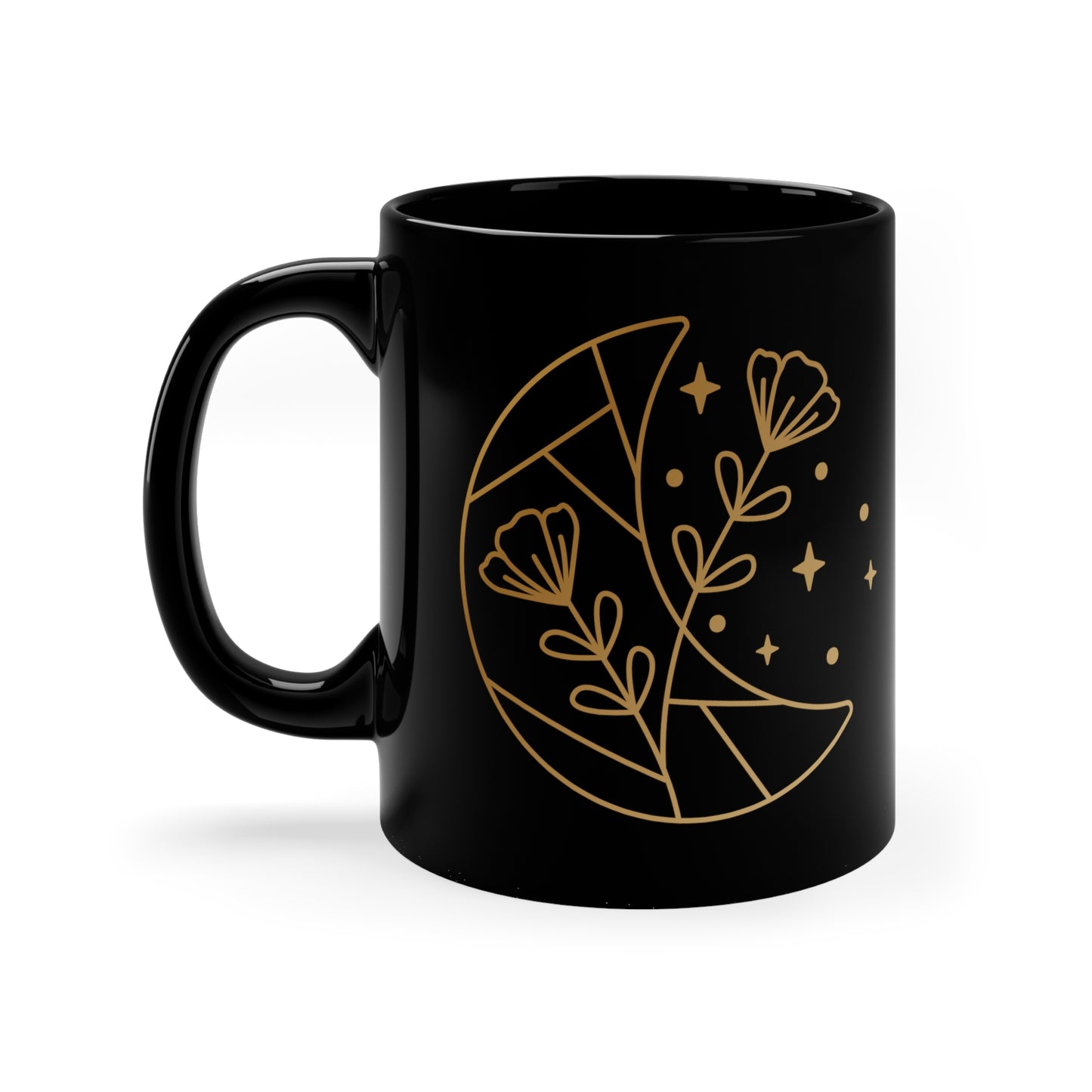 Earthy Coffee Cup, Moon and stars, Flower Mug, Positive Coffee Cup