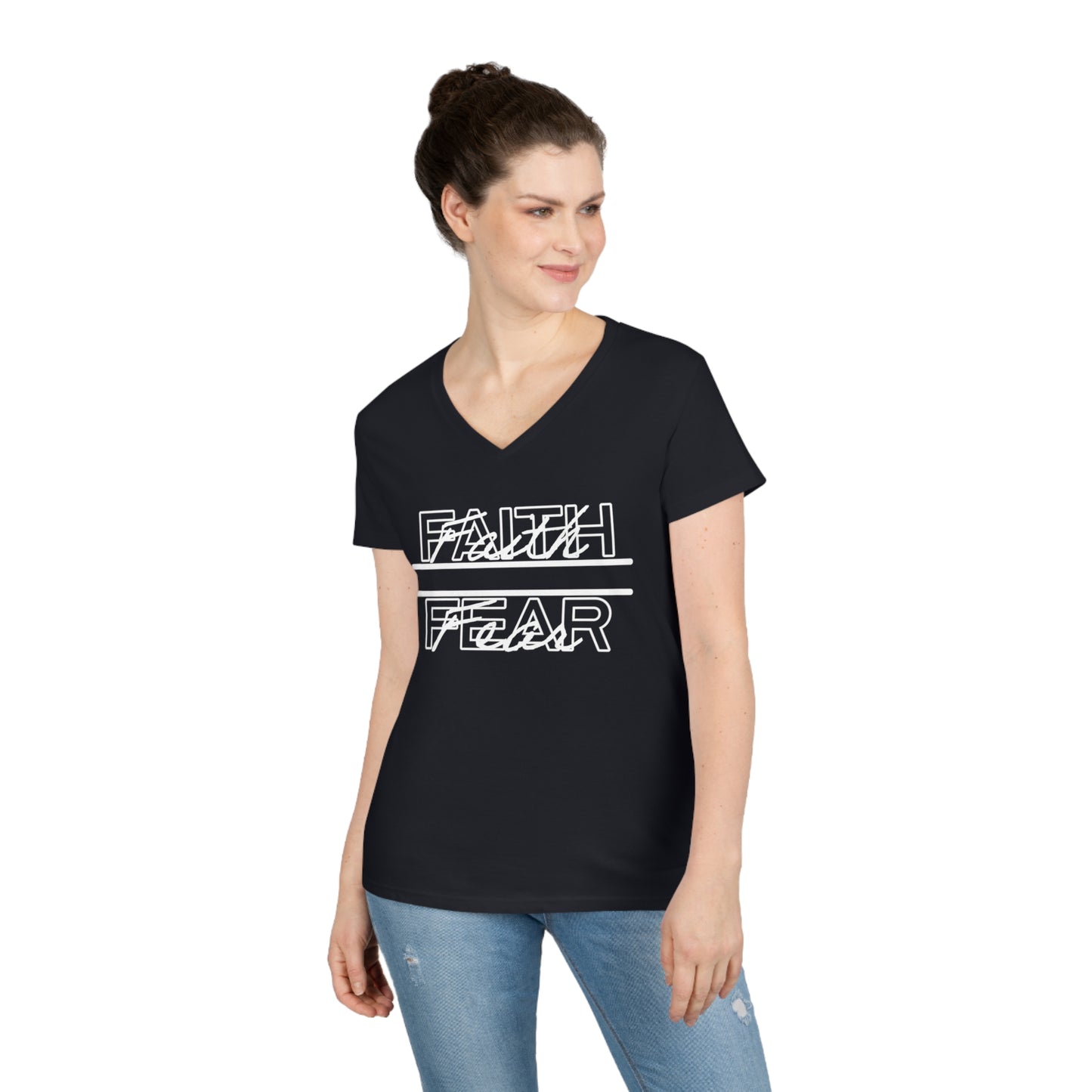 Ladies' V-Neck T-Shirt, Bible Verse Shirt, Women's V Neck Short Sleeve T-Shirt