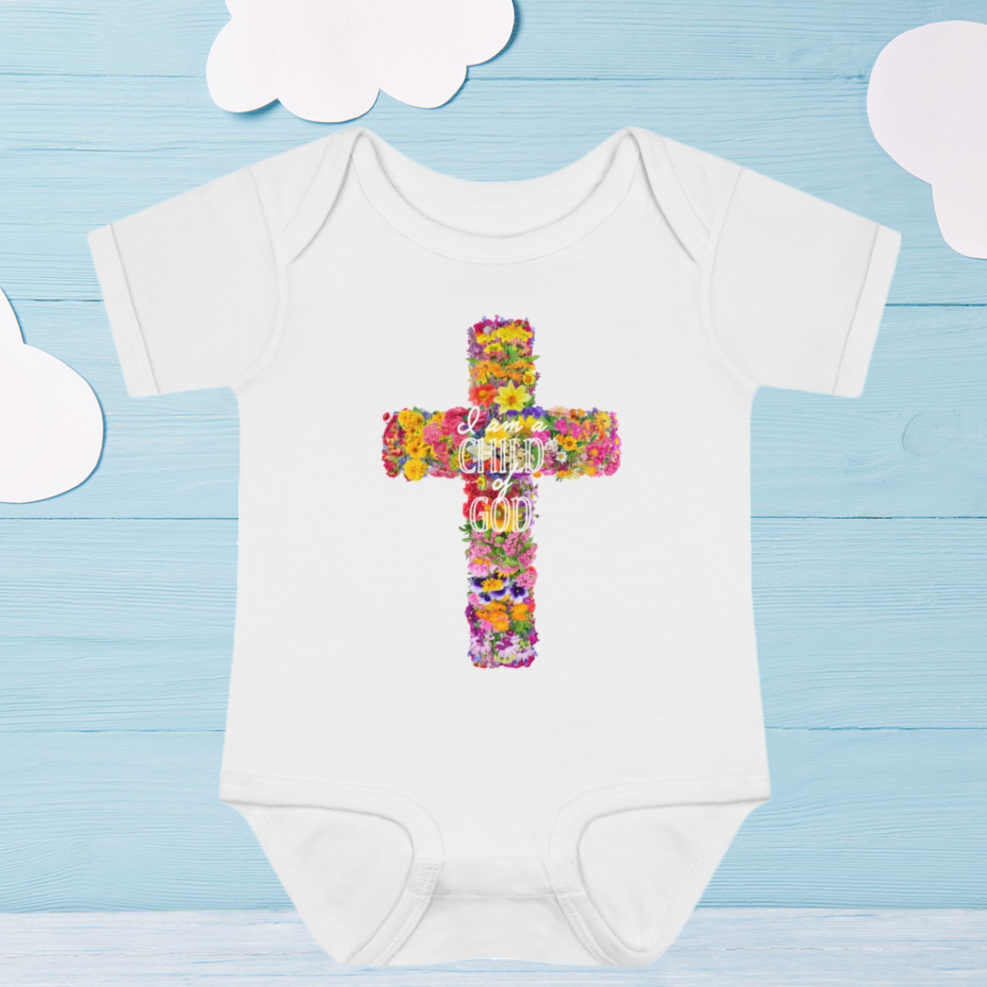 Infant Baby Rib Bodysuit, I Am A Child Of God Onesie, Christian Onesie, Christian Bodysuit