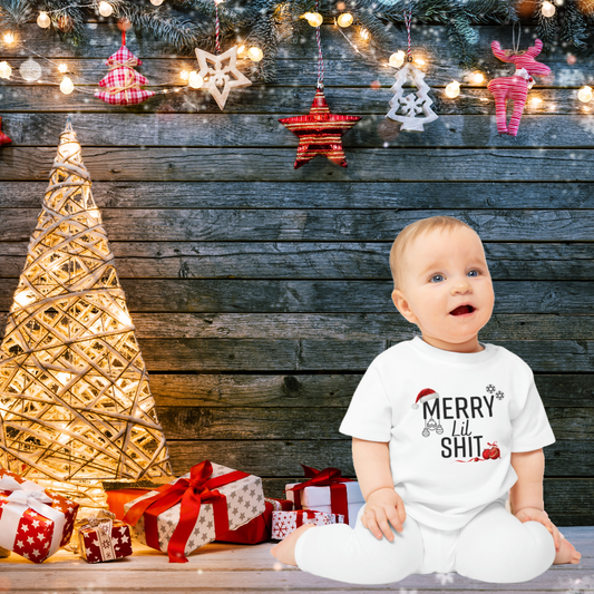 Infant Holiday Tee, Toddler Holiday T-Shirt, Merry Shirt for Toddlers, 6-24M